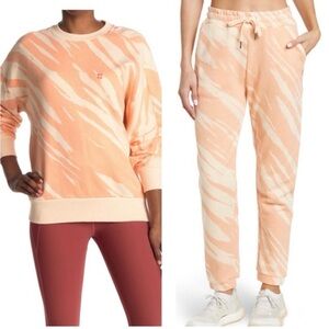 Sweaty Betty Essential Pocket Sweatshirt & Jogger Tie Dye Peach Set